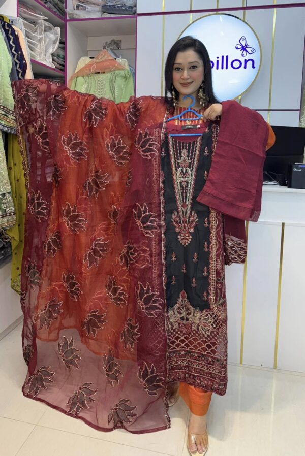 NAU BAHAR (stitched) organza & chiffon collection - Image 11