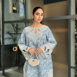 Mohagni Blue Digital Printed Lawn Suit – 2 Piece Stitched Set