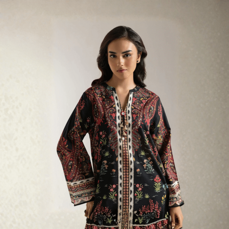 ETHNC Printed Suit – Jet Black 2-Piece & 3-Piece Stitched Set