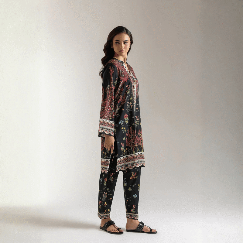 ETHNC Printed Suit – Jet Black 2-Piece & 3-Piece Stitched Set - Image 2