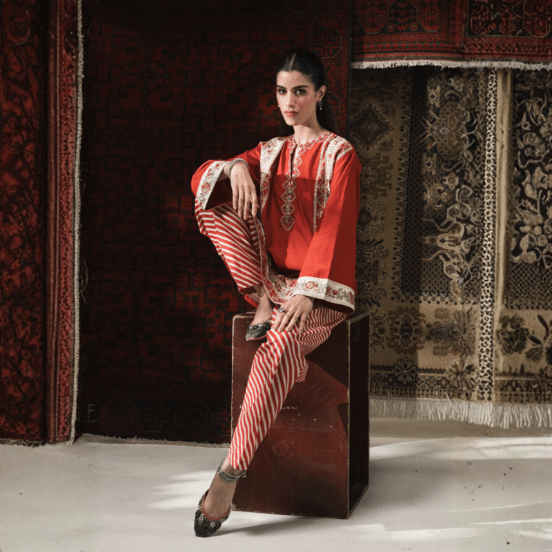 ETHNC Rozana Suit – Burgundy Embroidered 2-Piece Set